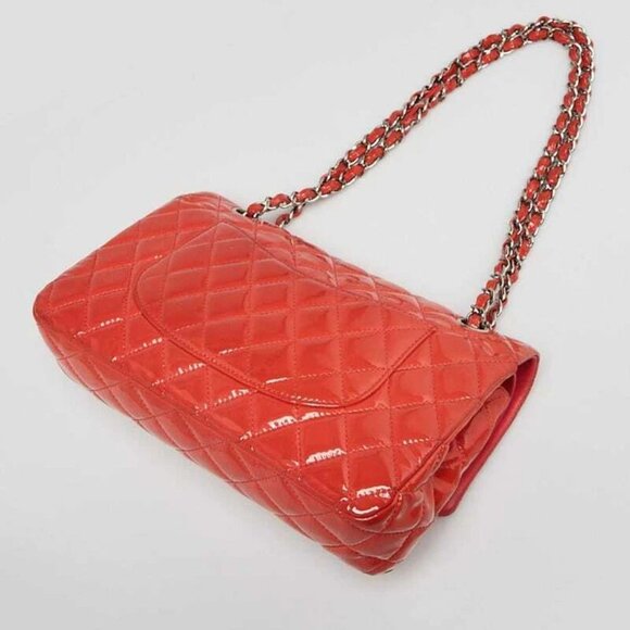 Chanel Pink Quilted Patent Leather Classic Medium Double Flap Bag - Picture 7 of 10